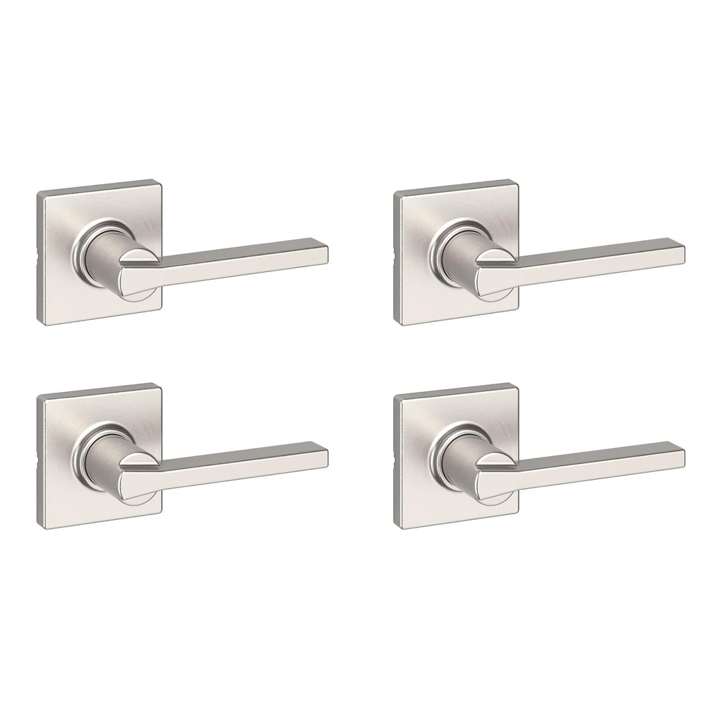 Kwikset Casey Entry Door Handle with Lock and Key, Secure Keyed Reversible Lever Exterior, for Front Entrance and Bedrooms, Matte Black, 4 Pack, Pick Resistant SmartKey Rekey Security and Microban
