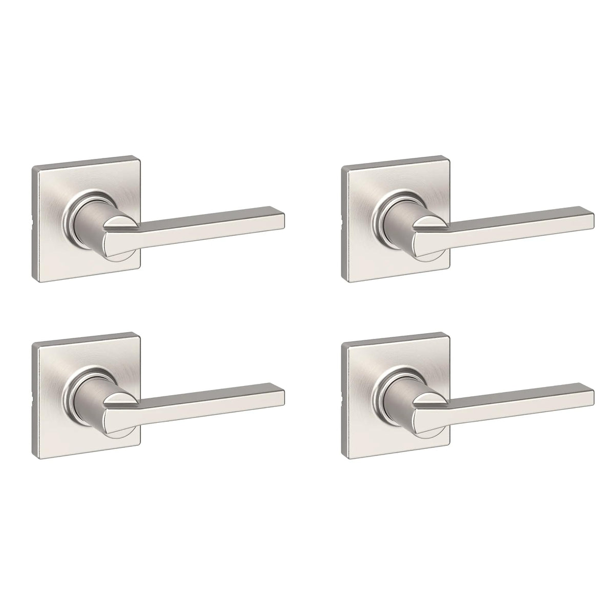 Kwikset Casey Entry Door Handle with Lock and Key, Secure Keyed Reversible Lever Exterior, for Front Entrance and Bedrooms, Matte Black, 4 Pack, Pick Resistant SmartKey Rekey Security and Microban