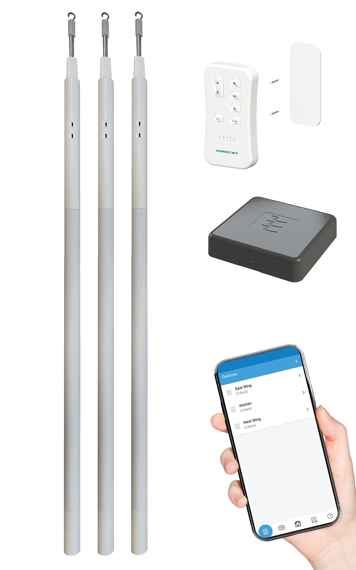 Gen. 2 Hybrid (FM and Zigbee) E-Wand Starter Kit with CPC Bridge - 3 Hybrid E-Wands, 1 Remote Control, and 1 CPC Bridge. Released June 2021