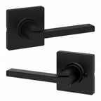 Kwikset Casey Entry Door Handle with Lock and Key, Secure Keyed Reversible Lever Exterior, for Front Entrance and Bedrooms, Matte Black, 4 Pack, Pick Resistant SmartKey Rekey Security and Microban