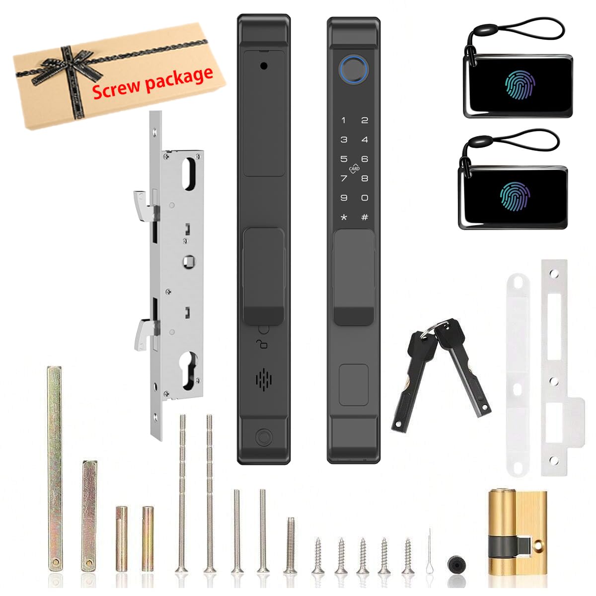 Fingerprint Slim Keypad Glass Door Lock 2885 Hook Latch Built-in WiFi Tuya