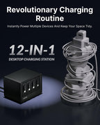 12-in-1 Desktop Charging Station, 160W USB Retractable GaN Charger