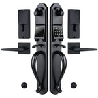 Keypad Deadbolt and Dummy for Double Front Door, Heavy Duty and Matte Black Finish, USMDHST2018DB-E-SET