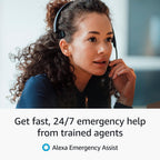Echo Spot (newest model), Ocean Blue, bundle with Alexa Emergency Assist (annual auto-renewal subscription)