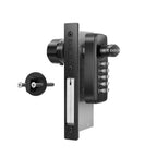 EASILOK Keyless Mechanical Storefront Lock, DIY No-Drill Commercial Mortise Replacement, Fits 1-1/8" Backset, Black, Hook Bolt