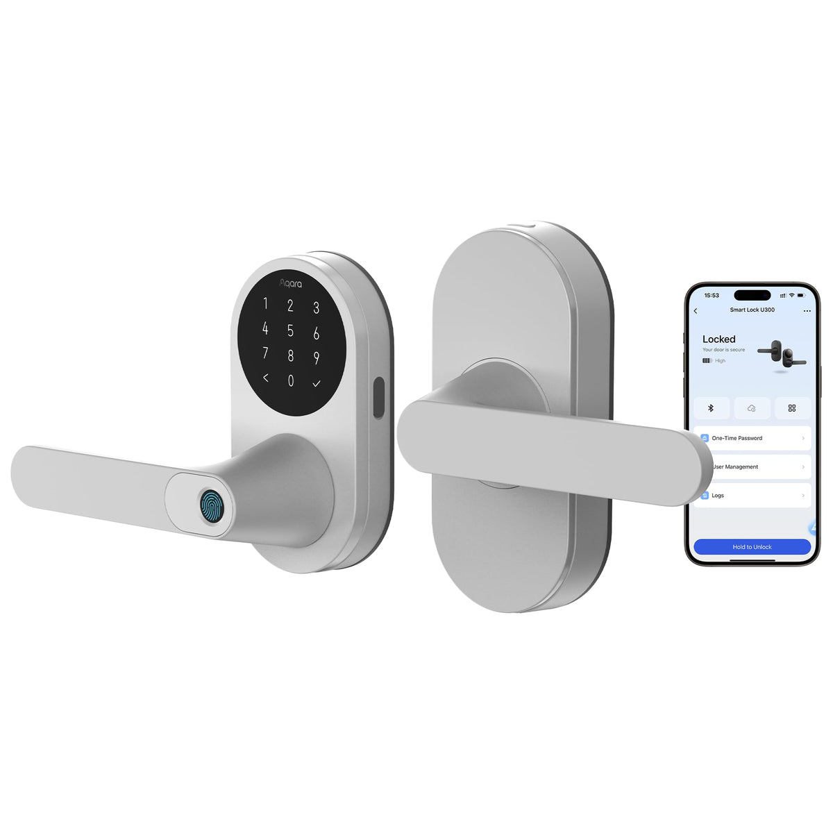 Aqara Smart Lock with Handle U300, Apple Home Key, Smart Lever Lock, Black