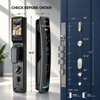 Smart Door Lock with Camera & 3D Face Recognition, Keyless Entry Door Lock with Fingerprint, Password, IC Card, App Control & Doorbell, Secure Mortise Lock for Front Door (Usmart App)