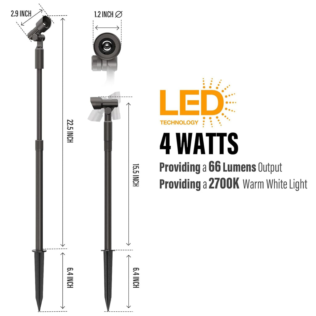 Malibu Low Voltage LED Telescoping Wall Light Outdoor Spotlight Waterproof Lighting for Driveway, Yard, Lawn, Flood, Garden, Outdoor Lighting 8 PK 8406-2606-08