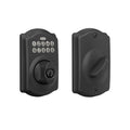 Schlage Electronic Keypad Deadbolt Lock, Camelot Trim, Matte Black