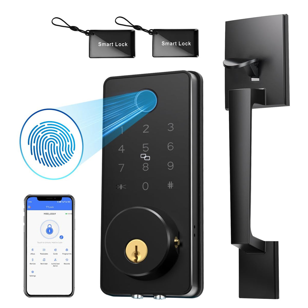 BlackSmith WiFi Smart Door Locks for Front Door Set 0.1s Unlock Keyless Entry Door Lock with Front Door Handle, APP Remote Control, Easy Installation for Hotels, Vacation Rental Homes, Property