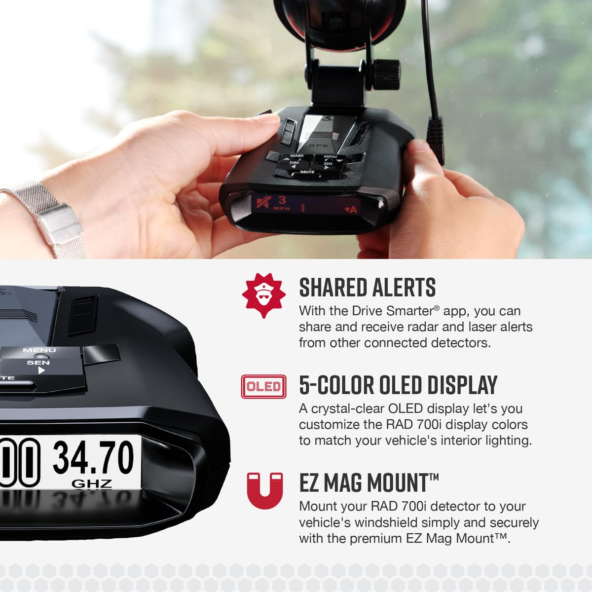 Cobra RAD 700i Laser Radar Detector, Premium Detection Range