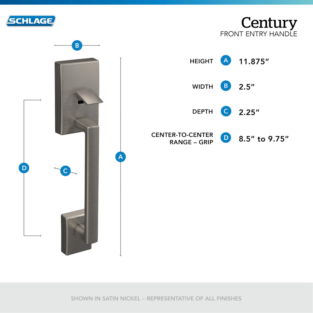 Schlage Century Lower Half Entry Handleset, Latitude Lever, Aged Bronze