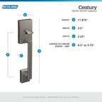 Schlage Century Lower Half Entry Handleset, Latitude Lever, Aged Bronze