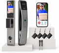 Smart Lock with Face Recognition: Biometric Palm Vine & Fingerprint, Video Intercom, Wishome APP Control, Keyless Entry Door Lock with HD Camera Display, Anti-Theft Alarm (Silver)