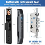 3D Face Recognition Smart Lock with Camera, Palm Vein Door Lock, Keyless Entry Fingerprint Smart Mortise Lock for Front Door, 4" HD Screen,Auto-Lock,Compatible with Tuya App, Front Door Security