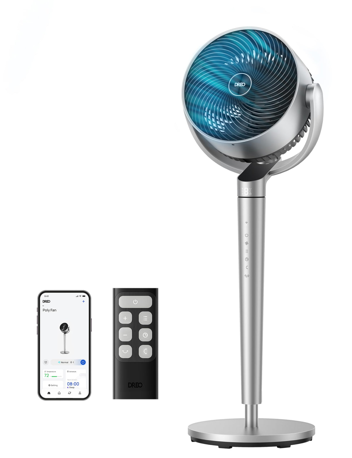 DREO Smart Fan for Bedroom, 110ft Pedestal Fan with DC Motor