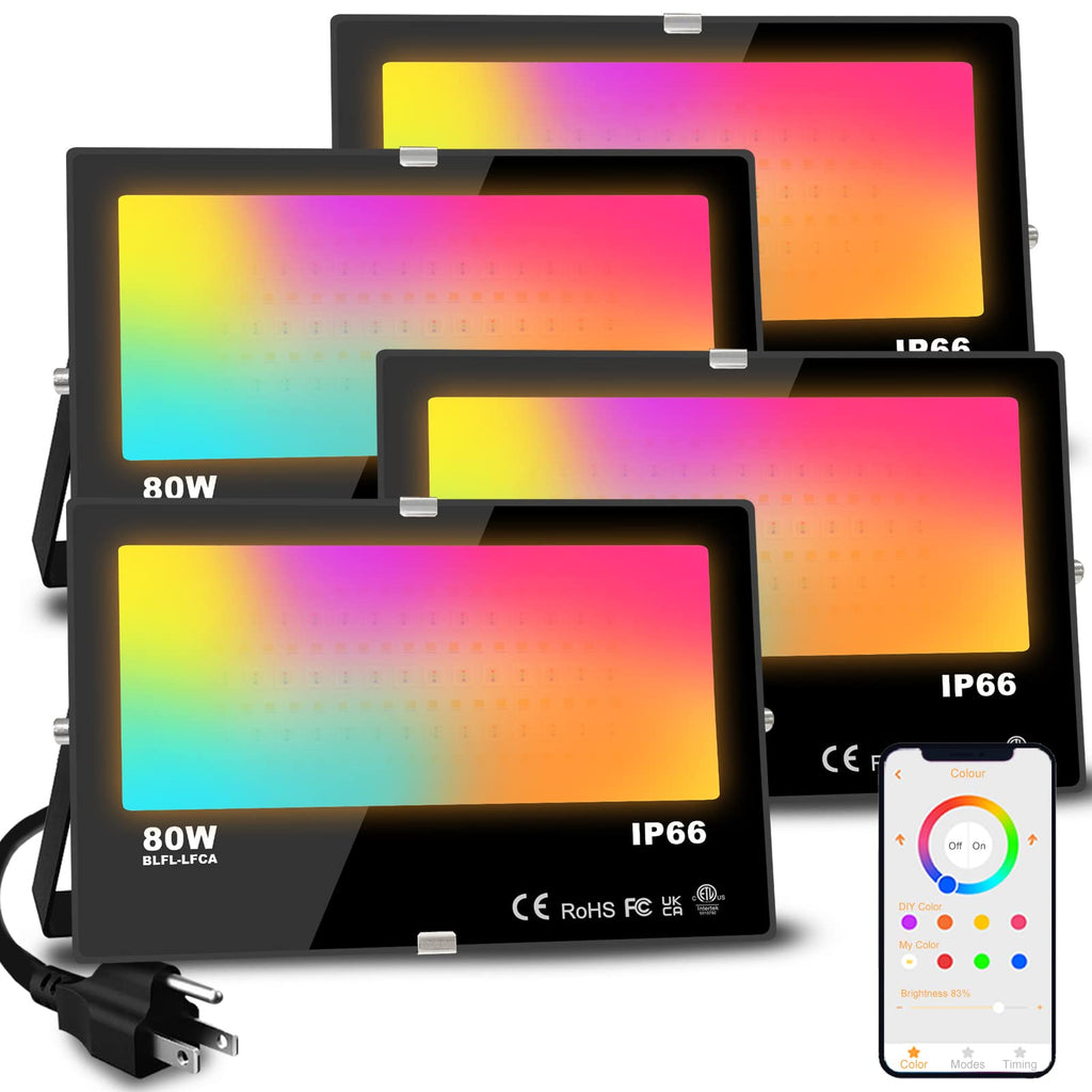 LED Flood Light Outdoor 800W Equivalent 8000LM RGB Landscape Lighting