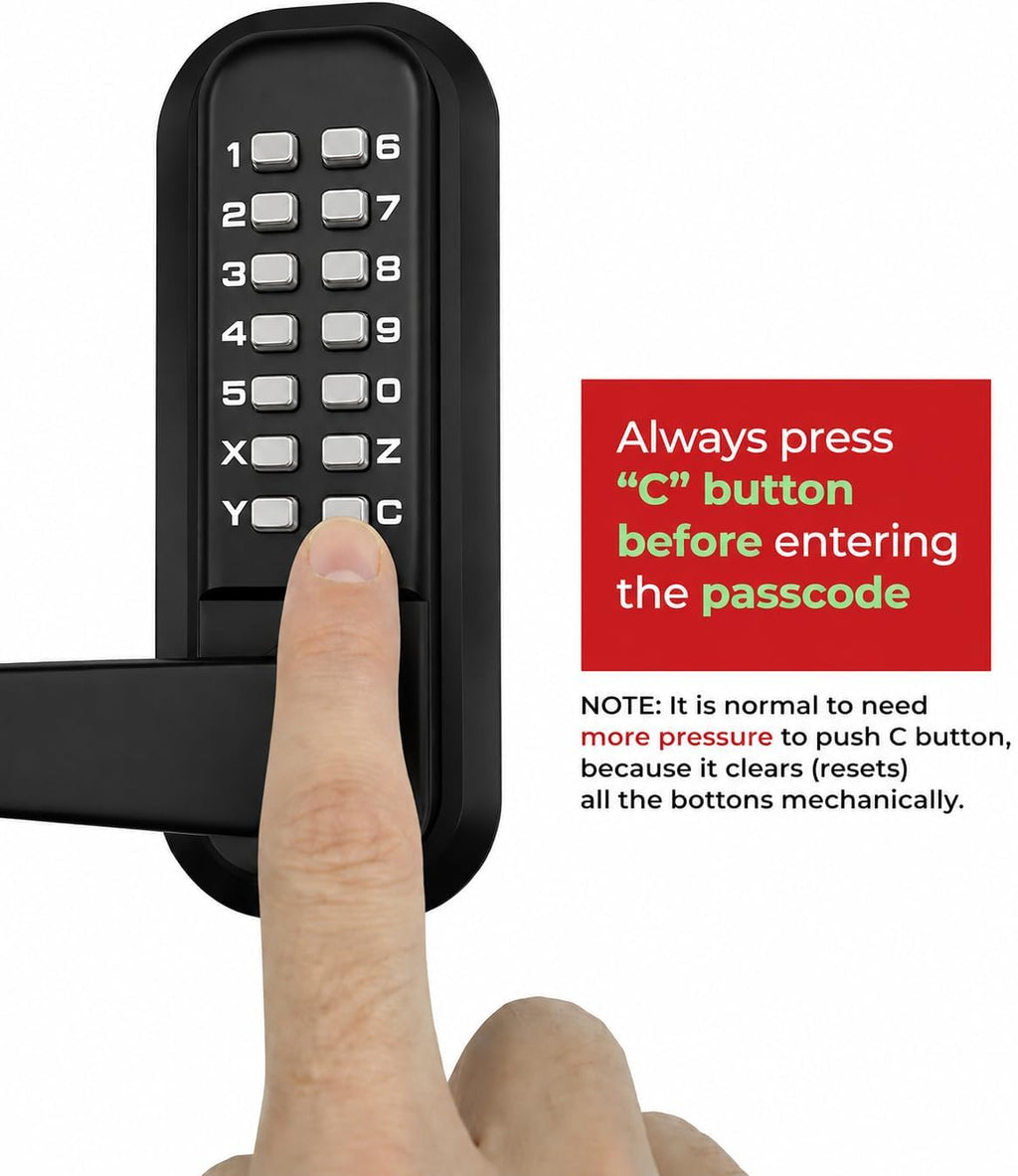 Double-Sided Mechanical Keyless Door Lock Lever Handle Matte Black