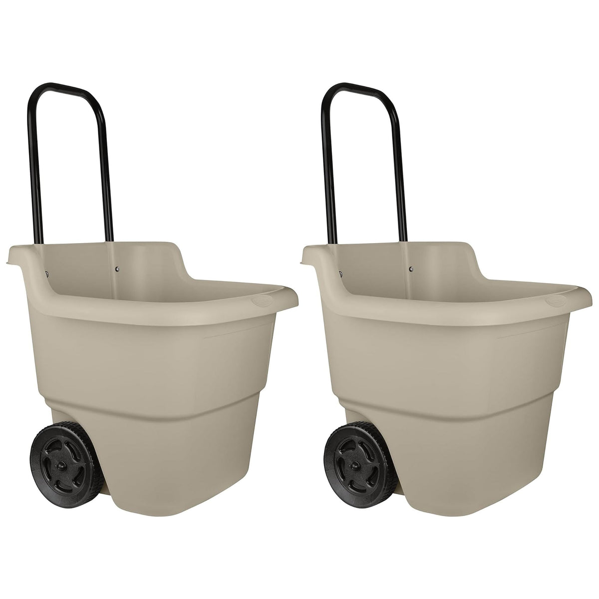 Suncast 2-Pack Multipurpose Rolling Lawn and Garden Utility Cart, 15 Gallon, Taupe - Outdoor Storage Carts with Wheels - Gardening Accessories, Tools, and Equipment