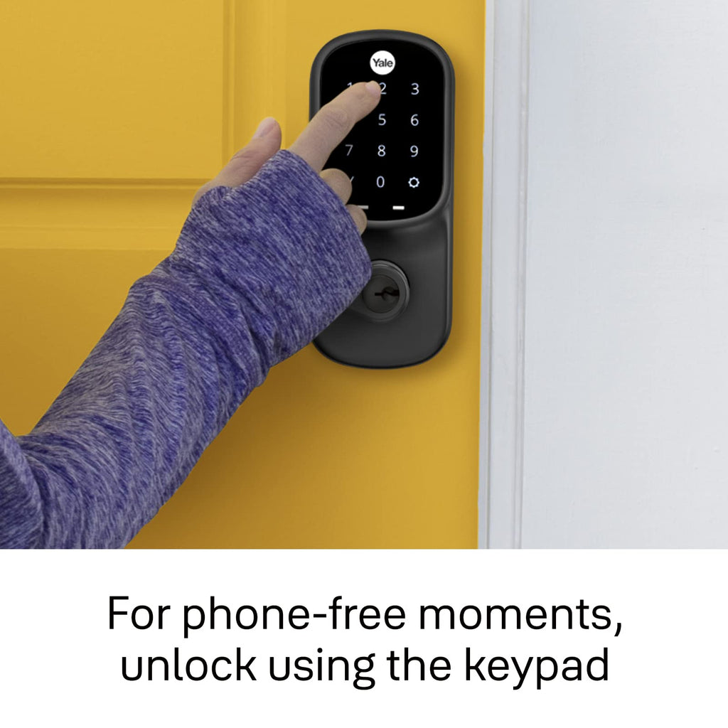 Yale Assure Lever Entry Door Handle with Keypad, Black Suede Smart Door Lock with Handle, Back-Up Key, and Z-Wave, ‎YRL226-ZW2-BSP