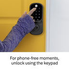 Yale Assure Lever Entry Door Handle with Keypad, Black Suede Smart Door Lock with Handle, Back-Up Key, and Z-Wave, ‎YRL226-ZW2-BSP