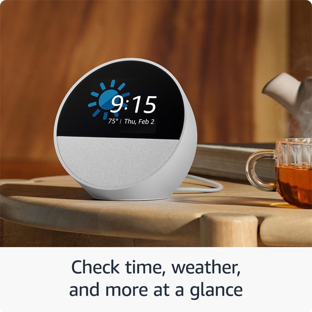 Echo Spot (newest model), Ocean Blue, bundle with Alexa Emergency Assist (annual auto-renewal subscription)