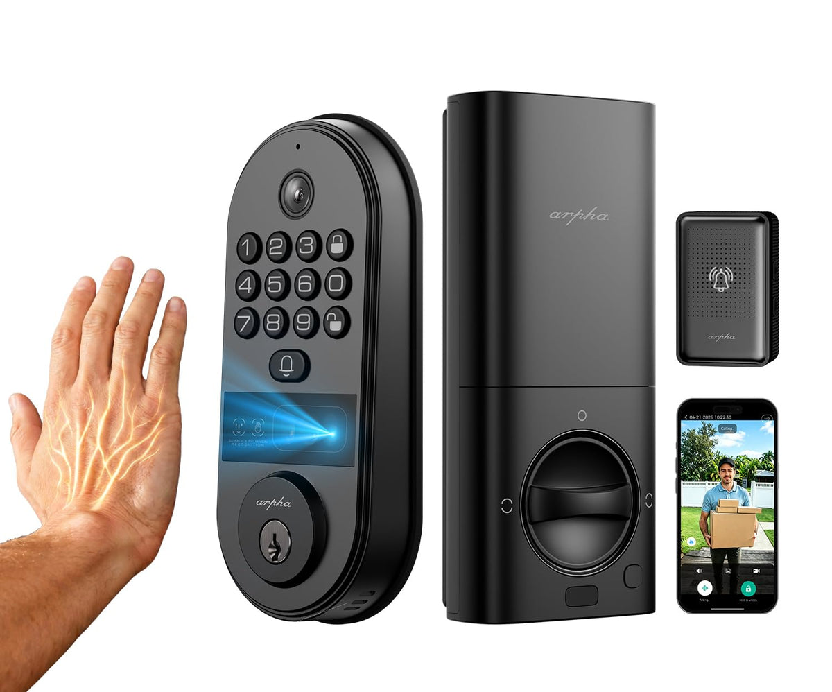Smart Lock with Palm Vein & Face Recognition, Keyless Front Door Deadbolt