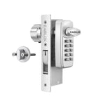 EASILOK Keyless Mechanical Storefront Lock, DIY No-Drill Commercial Mortise Replacement, Fits 1-1/8" Backset, Black, Hook Bolt