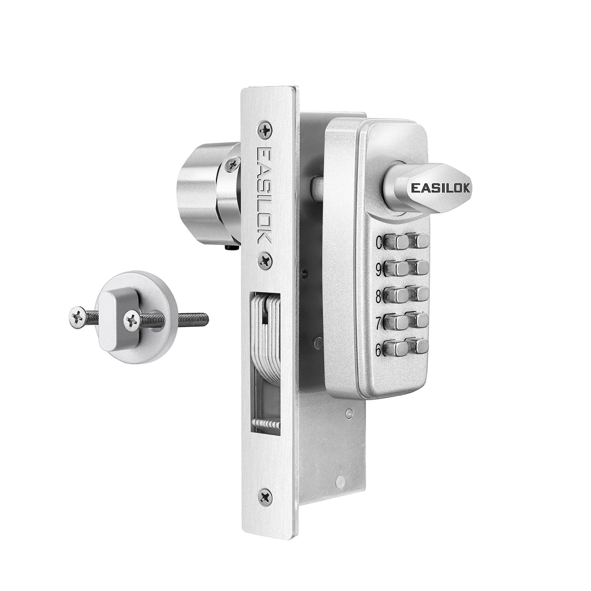 EASILOK Keyless Mechanical Storefront Lock, DIY No-Drill Commercial Mortise Replacement, Fits 1-1/8" Backset, Black, Hook Bolt