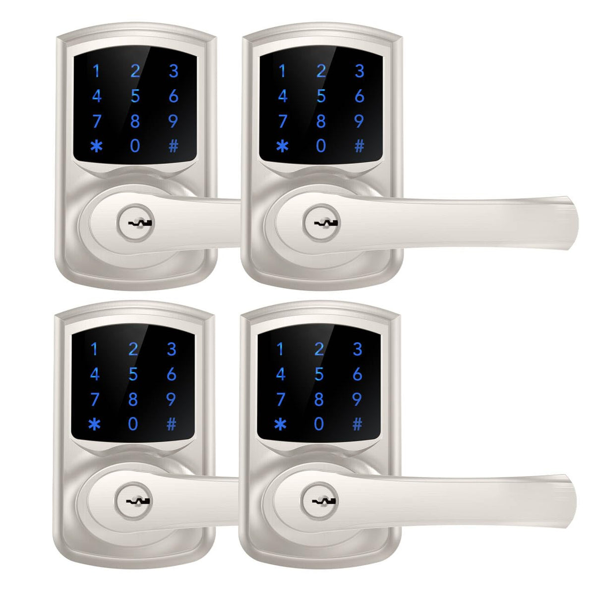 Keypad Keyless Entry Door Lock with Handle Smart Digital Deadbolts 4 Pack