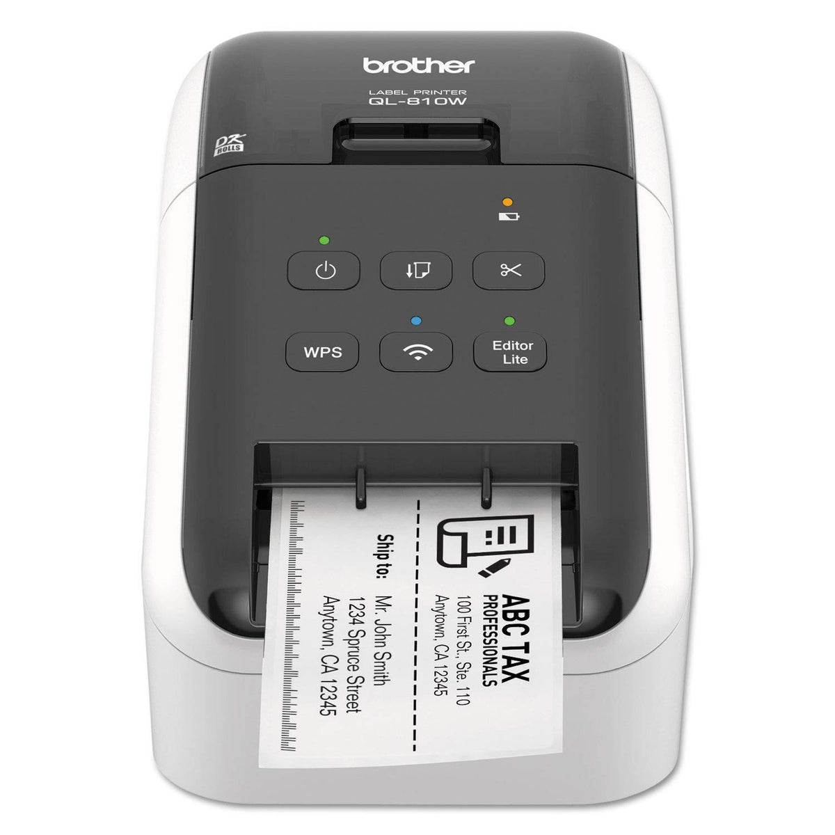 Brother QL-810W Professional Label Printer, USB & WiFi, Ultra-Fast 110 Labels per Minute, Monochrome, Black & Red, Standard Address