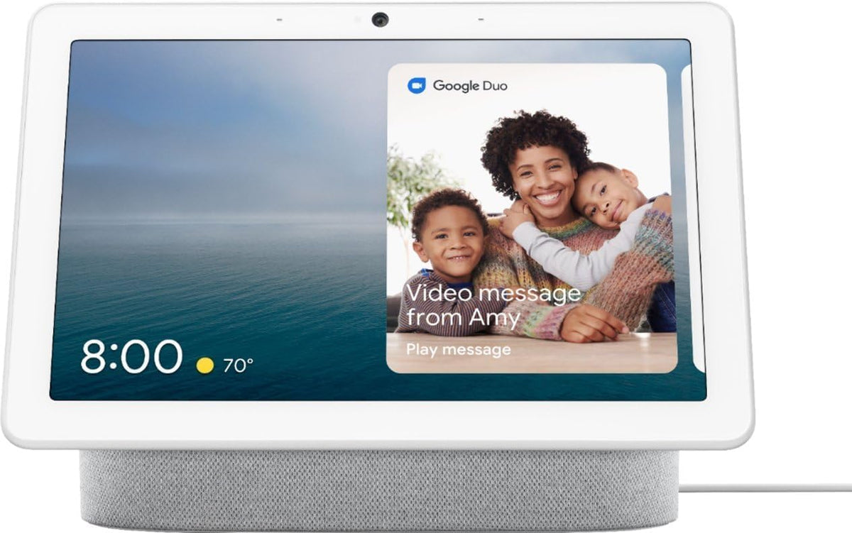 Google Nest Hub Max 10" Smart Display Assistant Voice Control, Built-in Camera, Wi-Fi, Bluetooth, Smart Home Hub, Stereo Speakers, Gesture & Video Calling – Chalk (Bulk Packaging)