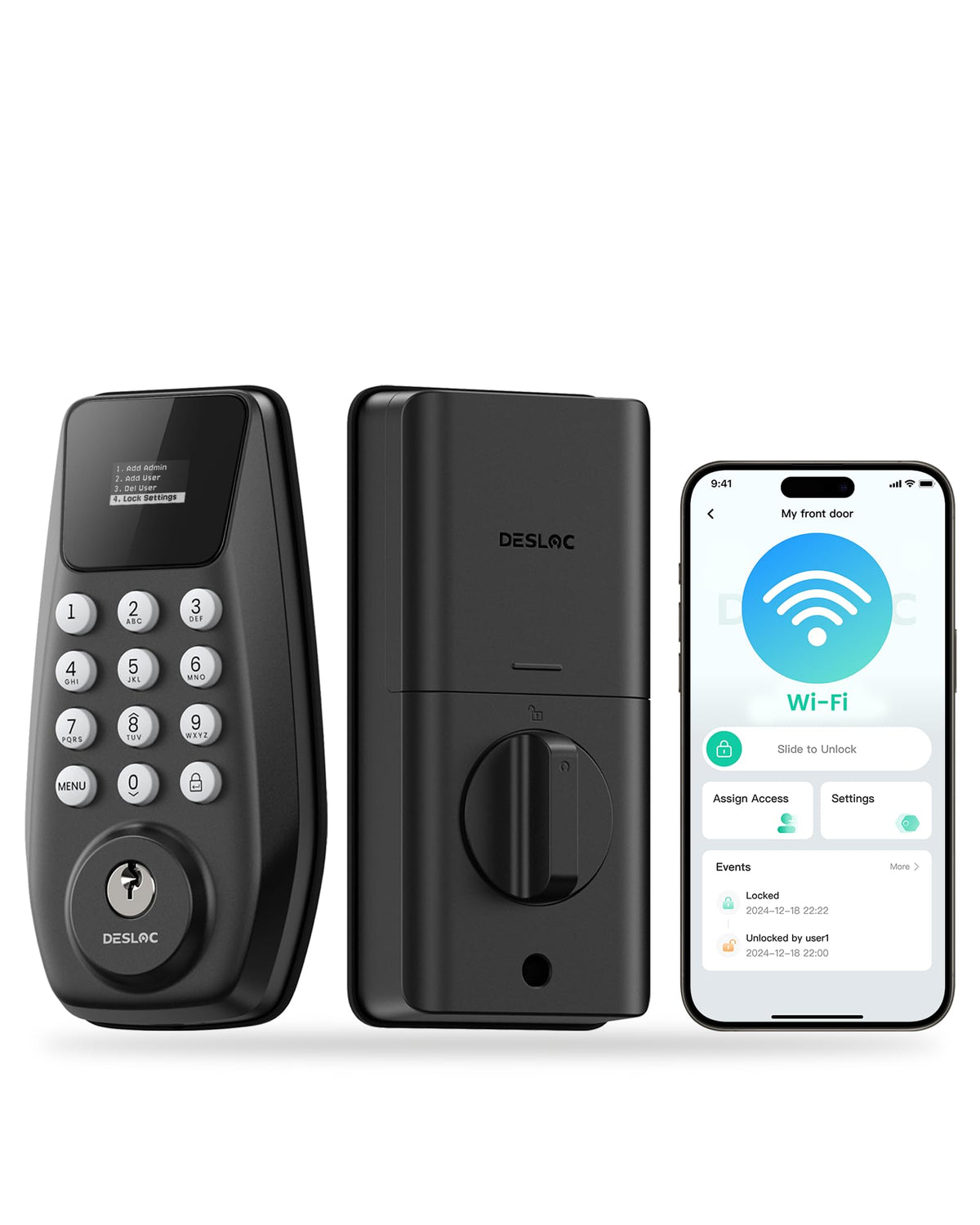 DESLOC Fingerprint WiFi Smart Lock, K120 Keypad Deadbolt Up to 16 Months