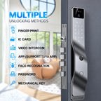 3D Face Recognition Smart Door Lock with 1080p Camera – Keyless Entry Deadbolt with Palm Vein, Fingerprint, Video Intercom, Alexa compatible & Tuya App Control, Auto-Lock for Front Door Home Security