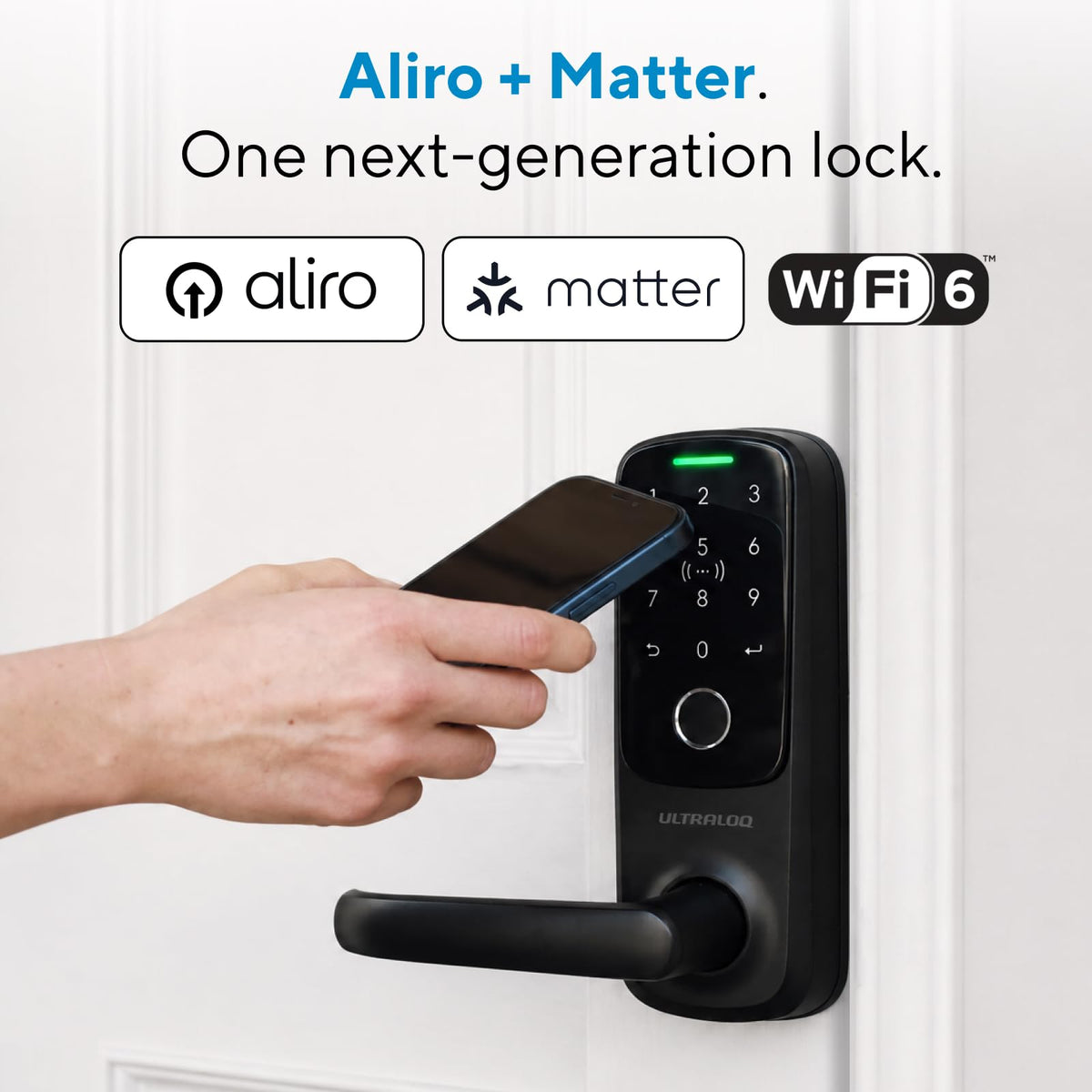 ULTRALOQ Latch 5 Pro WiFi Smart Lever Lock, Supports Apple Home Key, Matter