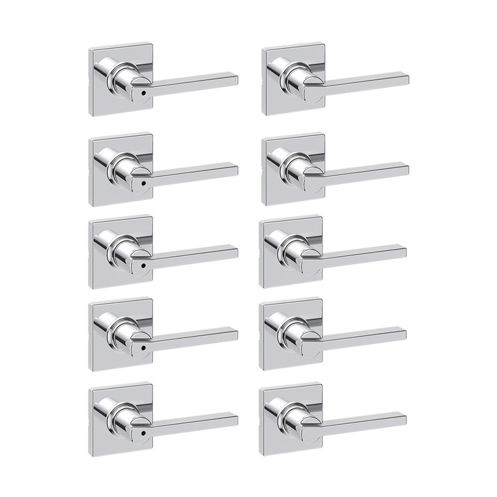 Kwikset Casey Entry Door Handle with Lock and Key, Secure Keyed Reversible Lever Exterior, for Front Entrance and Bedrooms, Matte Black, 4 Pack, Pick Resistant SmartKey Rekey Security and Microban