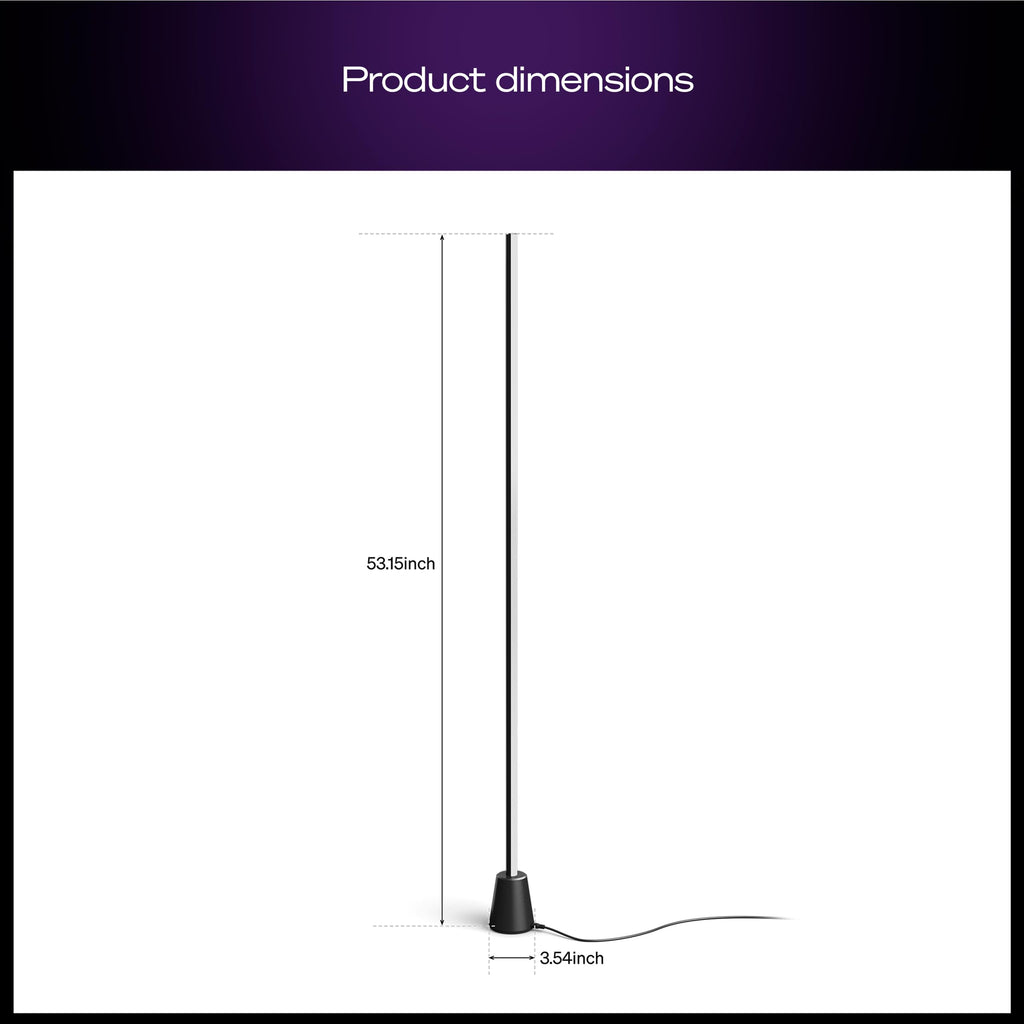 PHILIPS Hue Play Floor Lamp, RGBWWIC LED, 53 Inch, 1-Pack, Black