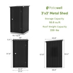 Patiowell 3x3 FT Outdoor Storage Shed, Metal Sheds, Black