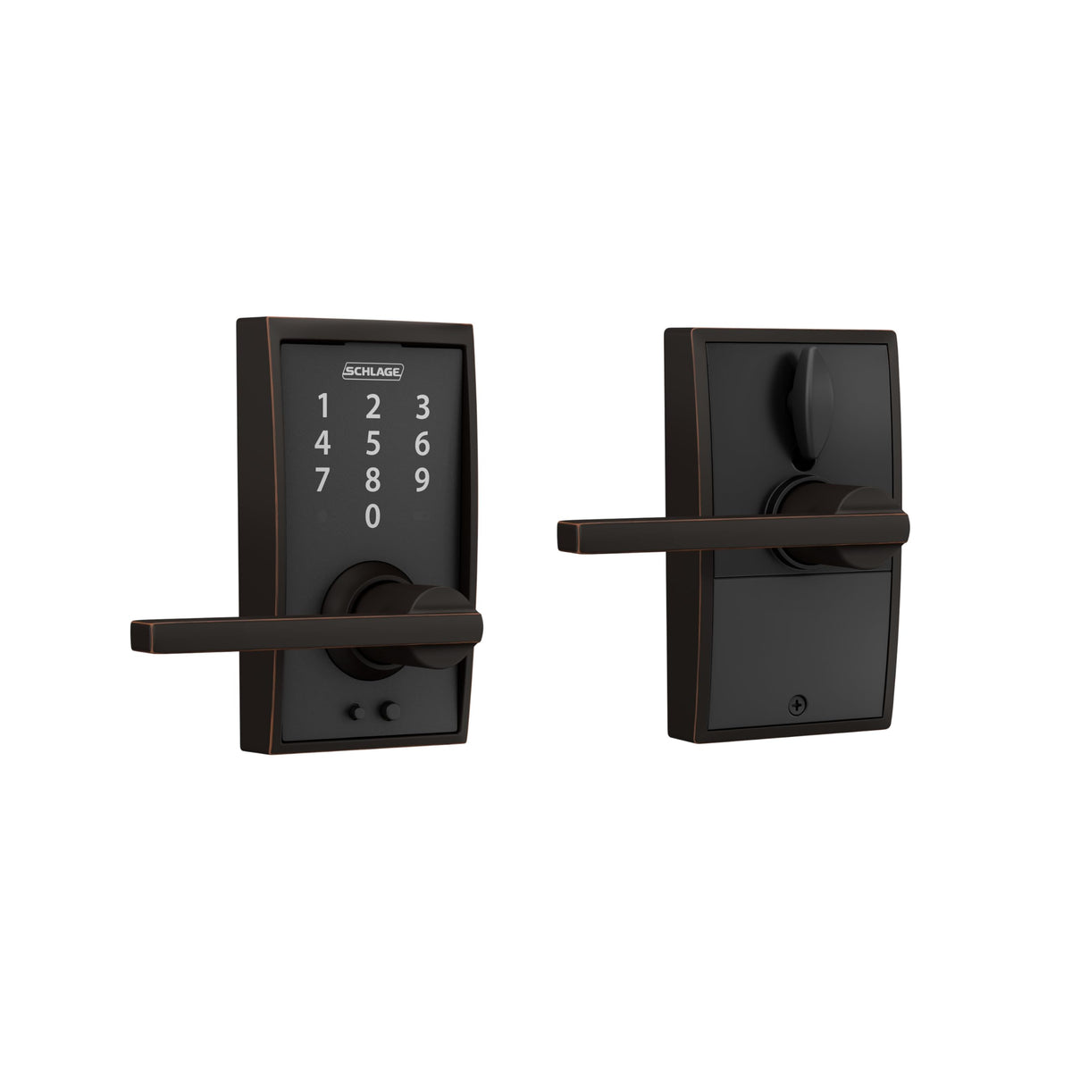 Schlage Touch Electronic Lock, Lever Handle, Century Trim, Matte Black