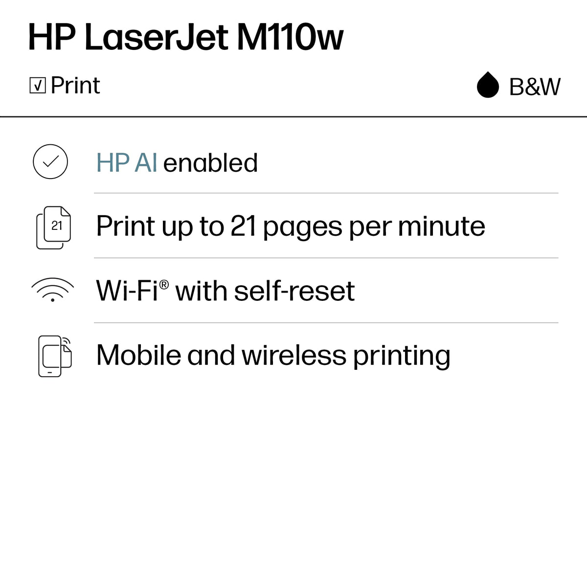 HP LaserJet M110w | Monochrome | Laser Printer