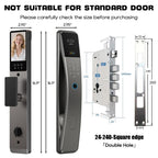 3D Face Recognition Smart Door Lock with Camera & Doorbell, Keyless Biometric Fingerprint, Face, Passcode, IC Card, Mechanical Key, AutoLock, Compatible with Tuya App,Smart Home Front Door Security