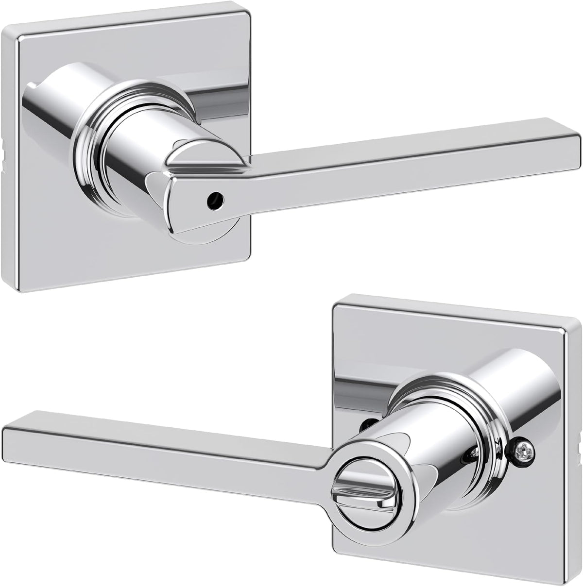 Kwikset Casey Entry Door Handle with Lock and Key, Secure Keyed Reversible Lever Exterior, for Front Entrance and Bedrooms, Matte Black, 4 Pack, Pick Resistant SmartKey Rekey Security and Microban