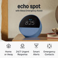Echo Spot (newest model), Ocean Blue, bundle with Alexa Emergency Assist (annual auto-renewal subscription)