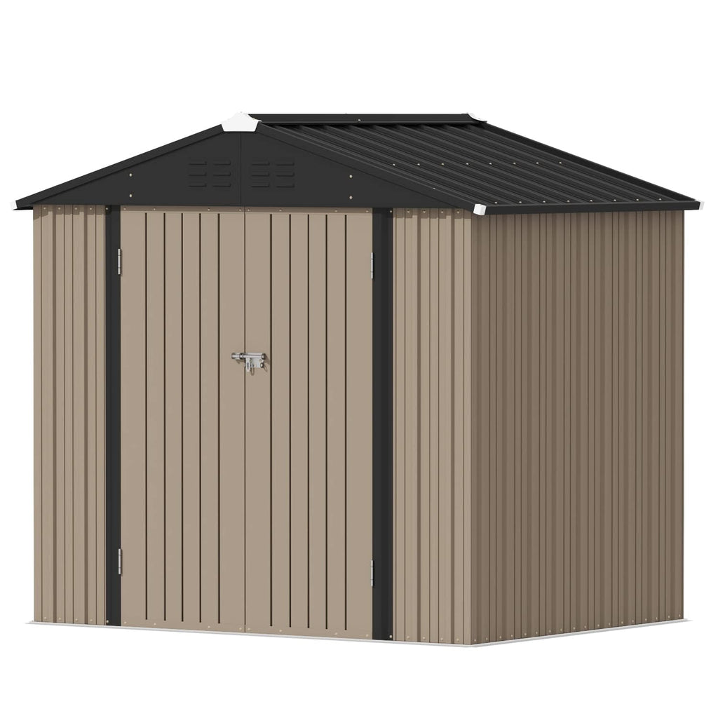Devoko 10x8 FT Outdoor Storage Shed, Brown
