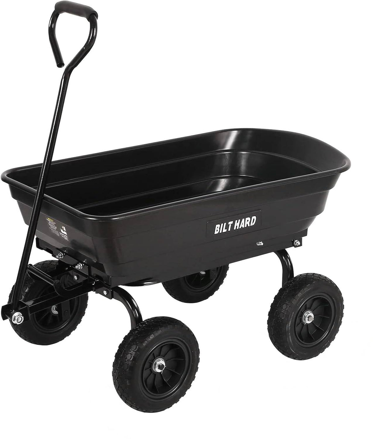 BILT HARD 7 Cu Ft Poly Garden Dump Cart 1200 lbs with No Flat Tires, Quick Release, 2-in-1 Convertible Handle, Dump Wagon Heavy Duty for Yard, Outdoor