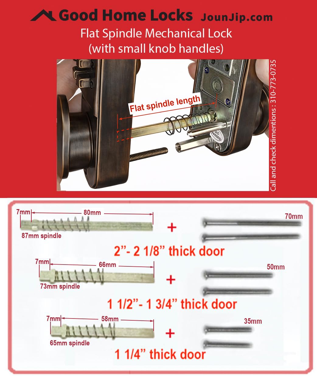 Double-Sided Mechanical Keyless Combination Latch Door Lock OR Bronze
