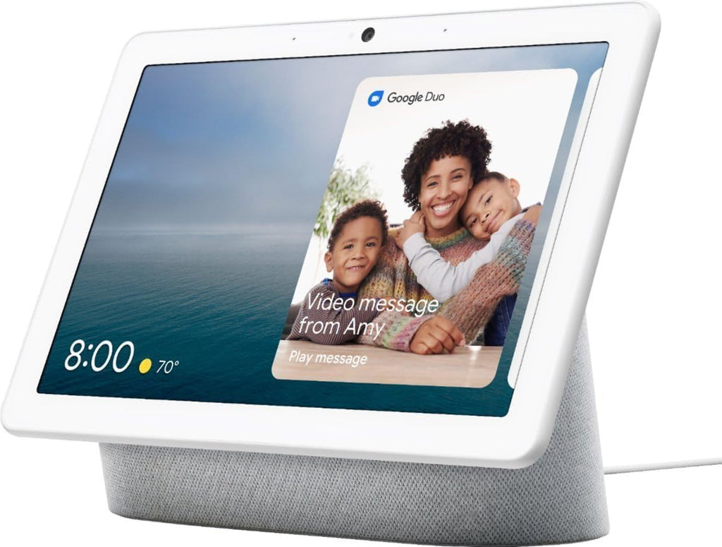 Google Nest Hub Max 10" Smart Display Assistant Voice Control, Built-in Camera, Wi-Fi, Bluetooth, Smart Home Hub, Stereo Speakers, Gesture & Video Calling – Chalk (Bulk Packaging)