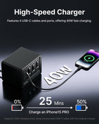 12-in-1 Desktop Charging Station, 160W USB Retractable GaN Charger