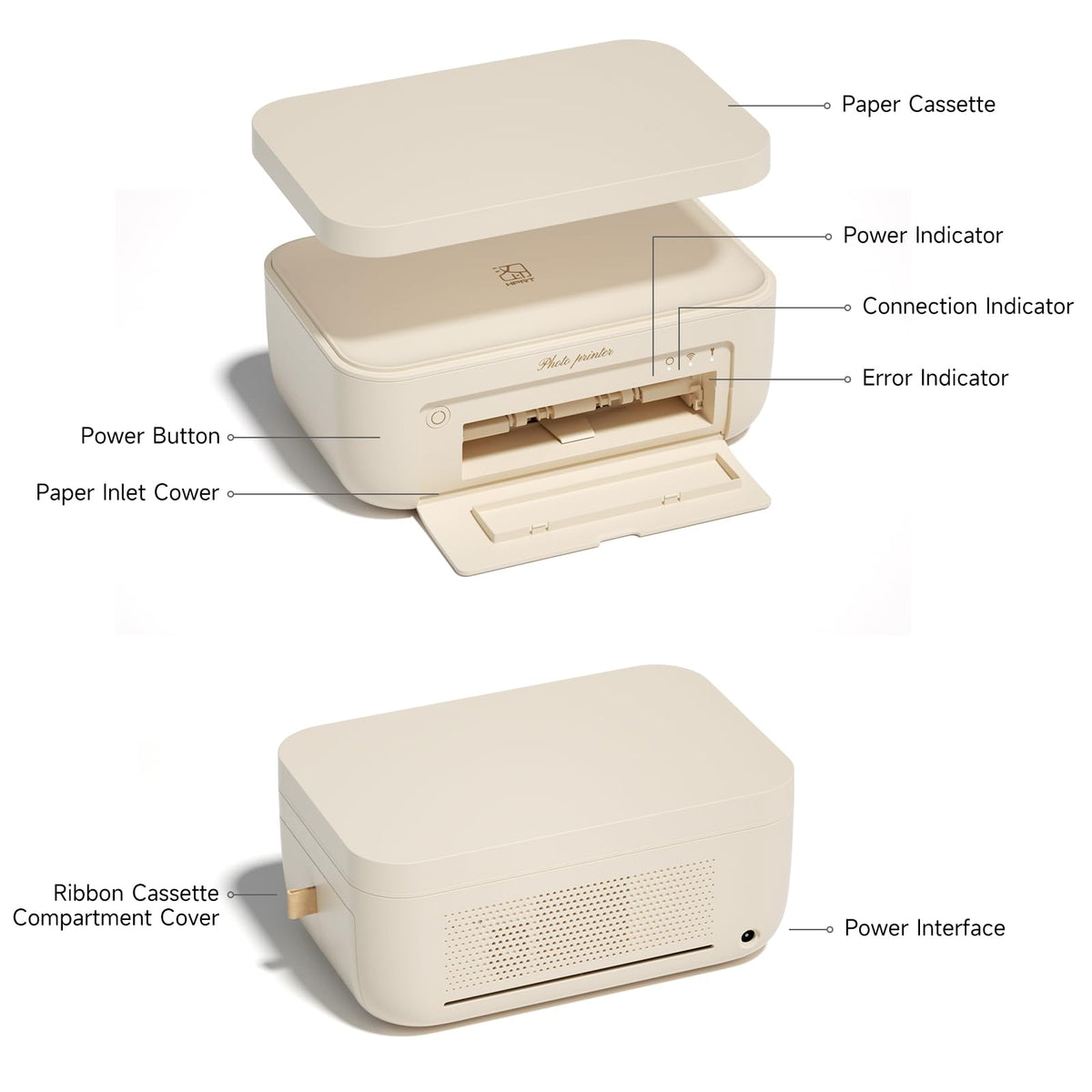 HPRT 4x6 Photo Printer with 108 Sheet Photo Paper& 2 Ribbon