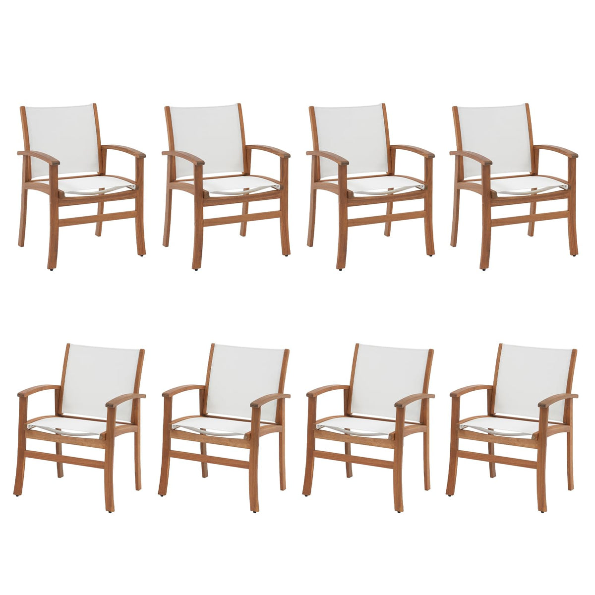 Acacia Wood Patio Dining Chairs Set (Black, 2 Pieces)